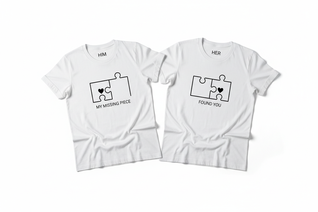 Romantic white couple's T-shirt for her