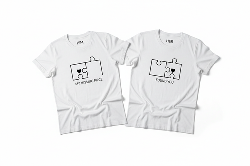 Romantic white couple's T-shirt for her